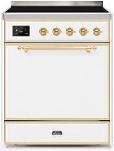 Majestic II 30 Inch Electric Freestanding Range in White with Brass Trim