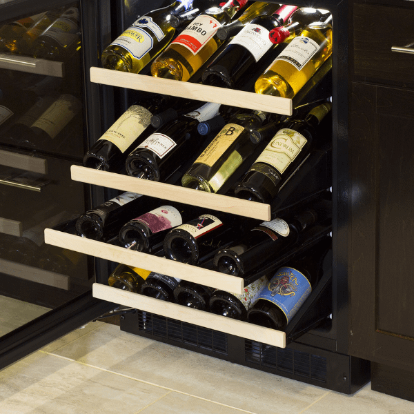 24-In Built-In High-Efficiency Single Zone Gallery Display Wine Refrigerator with Door Style - Stainless Steel Frame Glass