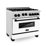 ZLINE 36" 4.6 cu. ft. Range with Gas Stove and Gas Oven in DuraSnow® Stainless Steel with White Matte Door and Accents (RGSZ-WM-36) [Accent: Champagne Bronze]