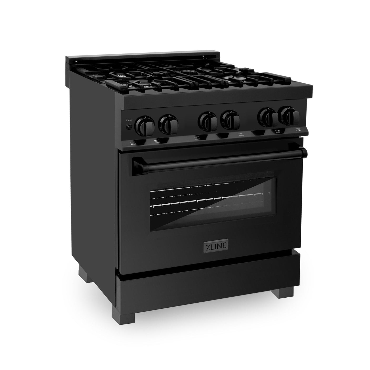 ZLINE 30 in. 4.0 cu. ft. Dual Fuel Range with Gas Stove and Electric Oven in Black Stainless Steel (RAB-30)