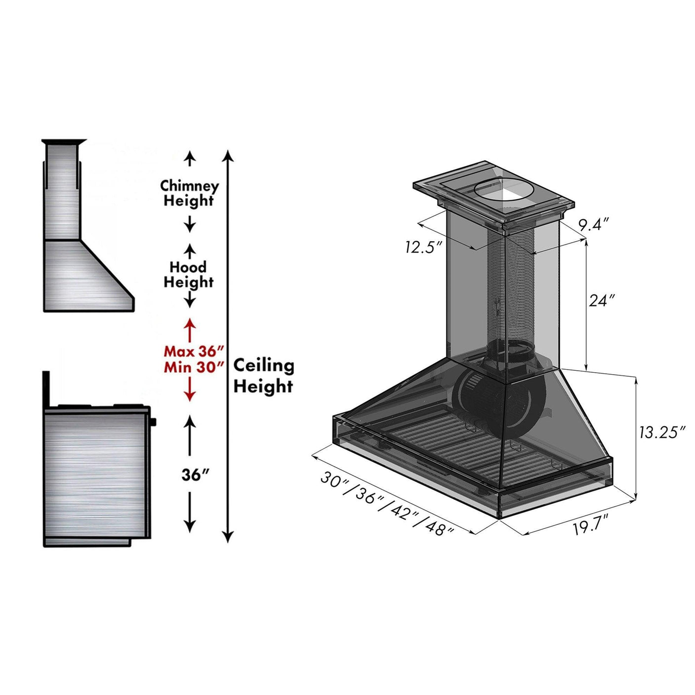 ZLINE Ducted Wooden Wall Mount Range Hood in Antigua and Walnut with Remote Motor (KBAR-RS)