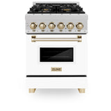 ZLINE Autograph Edition 24" 2.8 cu. ft. Dual Fuel Range with Gas Stove and Electric Oven in DuraSnow Stainless Steel with White Matte Door and Accents (RASZ-WM-24) [Color: Gold]