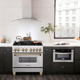 ZLINE Autograph Edition 36" 4.6 cu. ft. Dual Fuel Range with Gas Stove and Electric Oven in Stainless Steel with Accents (RAZ-36) [Color: Gold]