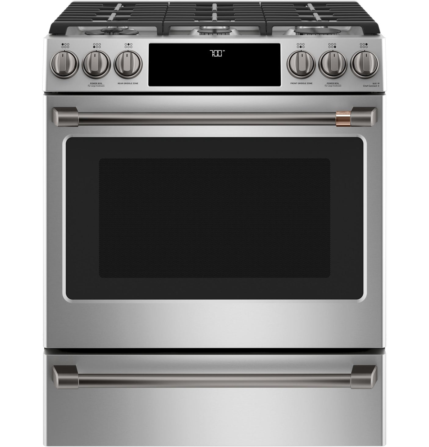 Café™ 30" Smart Slide-In, Front-Control, Gas Range with Convection Oven