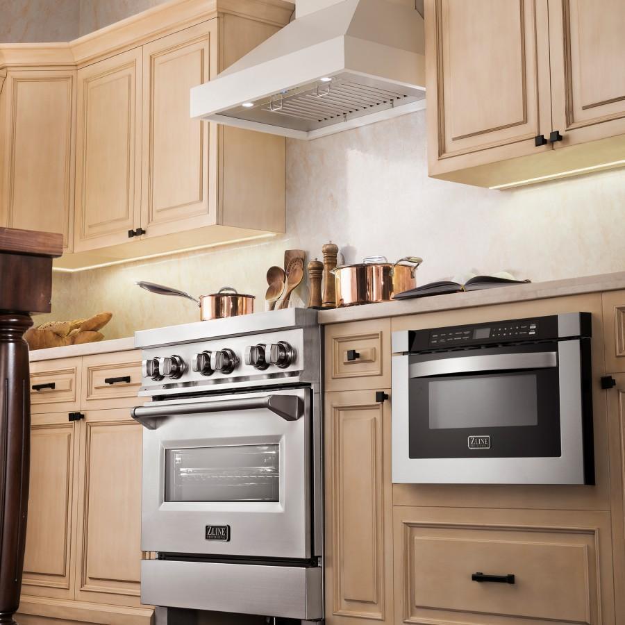 ZLINE Ducted Wooden Wall Mount Range Hood in Cottage White (KBTT)