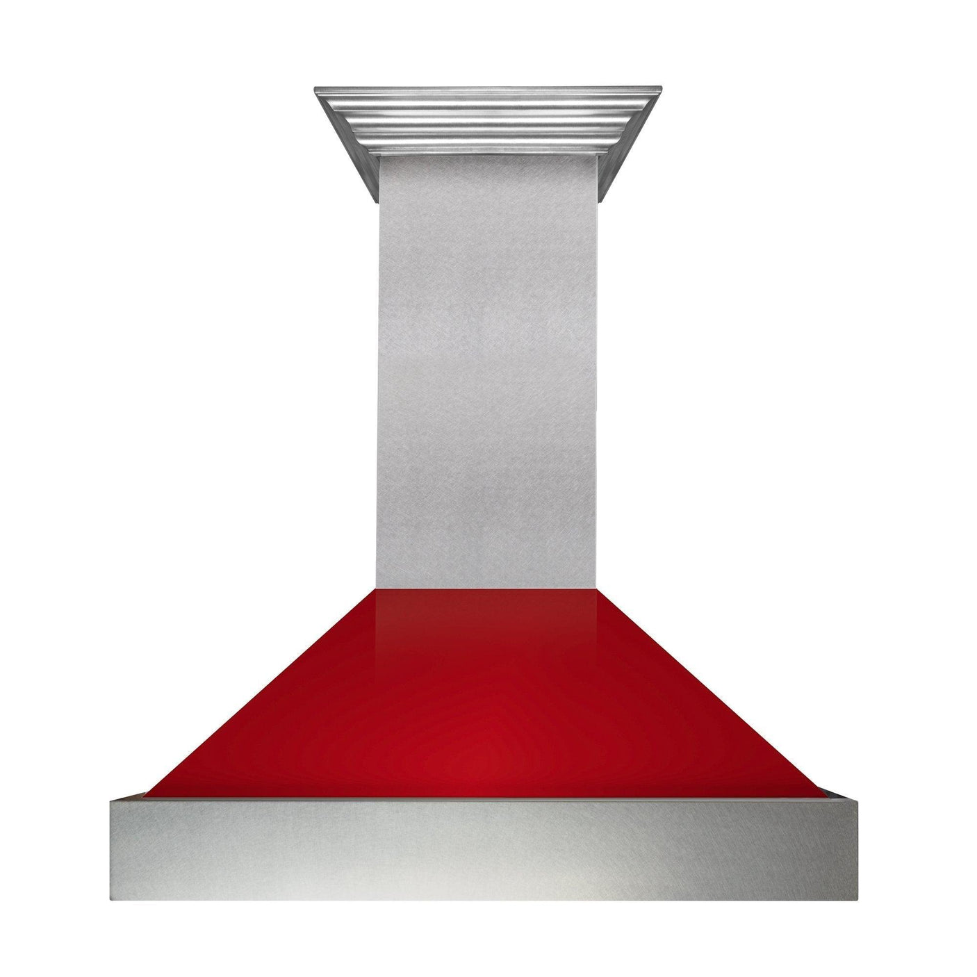 ZLINE Ducted DuraSnow Stainless Steel Range Hood with Red Gloss Shell (8654RG)