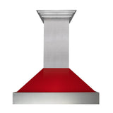 ZLINE Ducted DuraSnow Stainless Steel Range Hood with Red Gloss Shell (8654RG)