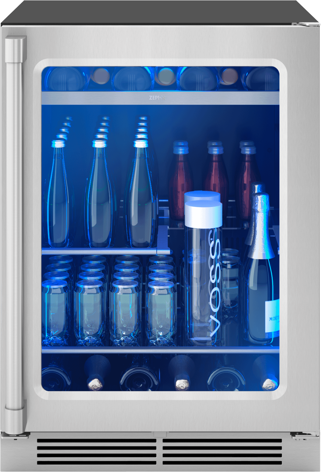 Presrv Pro Beverage Cooler, 24in Under Cabinet, SS+Glass, Reverse Door, 1 Zone