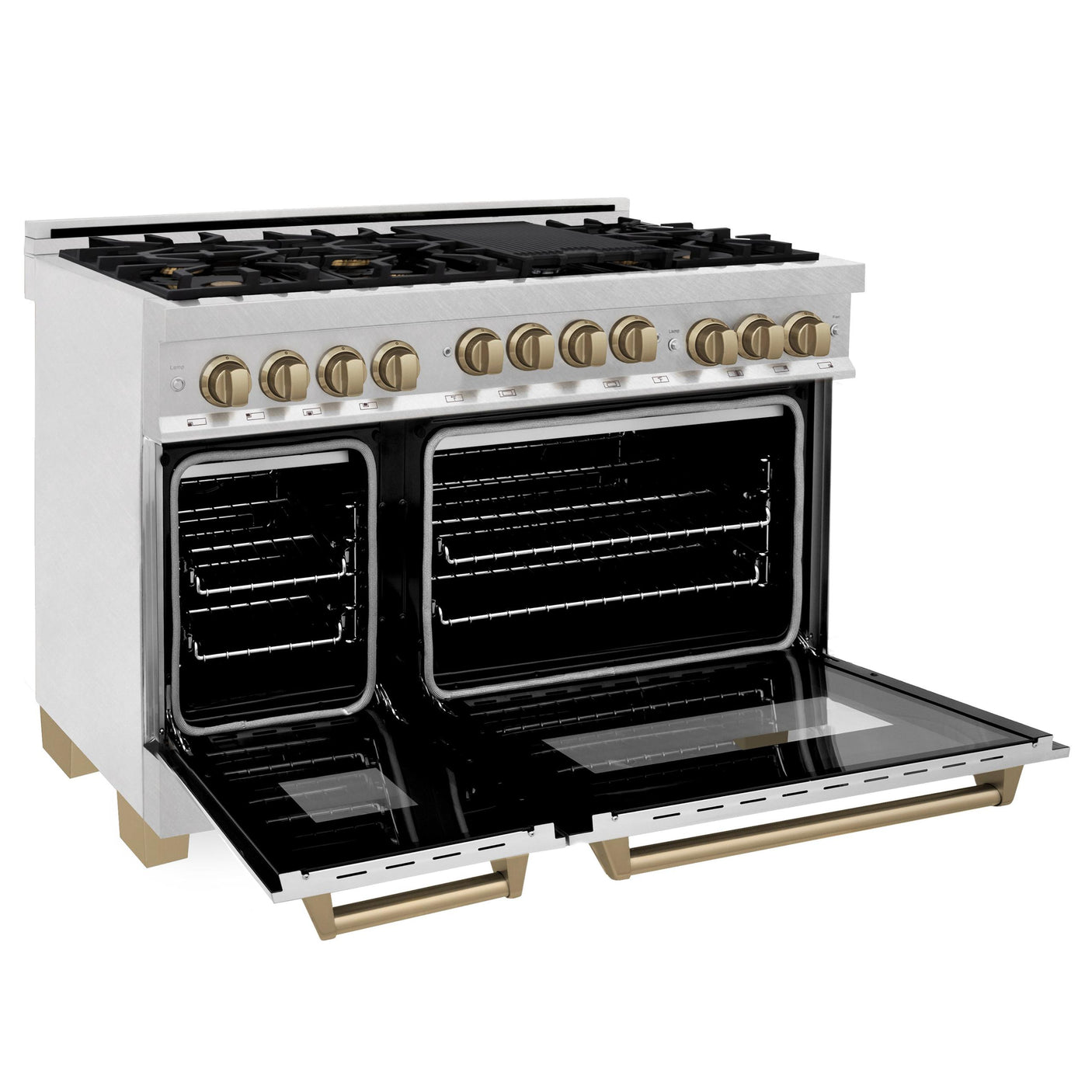 ZLINE Autograph Edition 48" 6.0 cu. ft. Range with Gas Stove and Gas Oven in DuraSnow Stainless Steel with Accents (RGSZ-SN-48) [Color: Champagne Bronze]