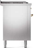 Nostalgie II 60 Inch Dual Fuel Natural Gas Freestanding Range in Stainless Steel with Brass Trim