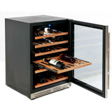 51 Bottle DESIGNER Series Wine Cooler - Stainless Steel with Black Cabinet / 51 Bottles