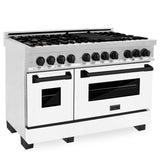 ZLINE Autograph Edition 48" 6.0 cu. ft. Dual Fuel Range with Gas Stove and Electric Oven in DuraSnow Stainless Steel with White Matte Door with Accents (RASZ-WM-48) [Color: Matte Black]