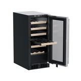 15-In Built-In Single Zone Wine Refrigerator With Wine Cradle with Door Style - Stainless Steel Frame Glass