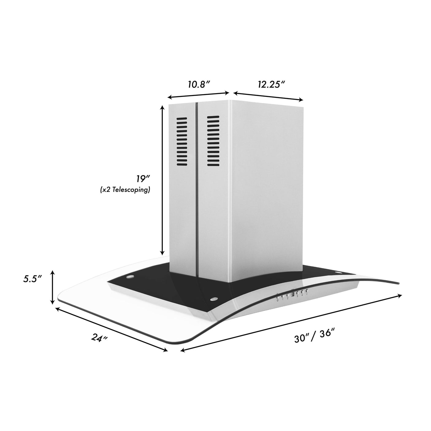 ZLINE Island Mount Range Hood in Stainless Steel & Glass (GL5i)