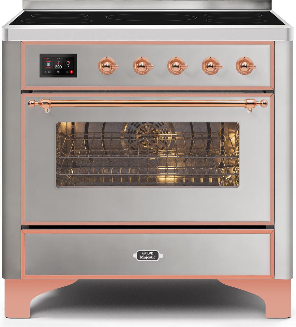 Majestic II 36 Inch Electric Freestanding Range in Stainless Steel with Copper Trim