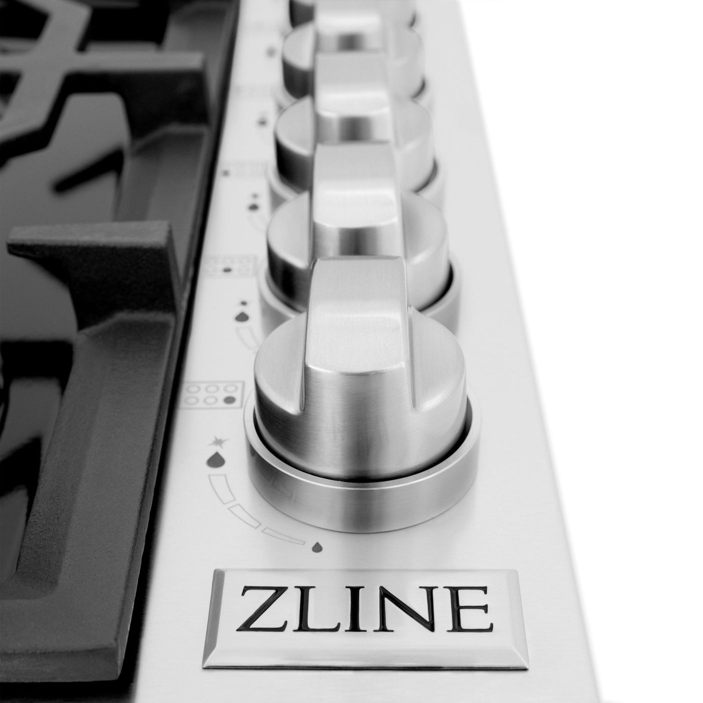 ZLINE 36" Gas Cooktop with 6 Gas Brass Burners and Black Porcelain Top (RC-BR-36-PBT)