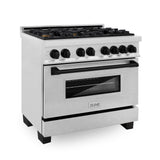 ZLINE Autograph Edition 36 in. 4.6 cu. ft. Dual Fuel Range with Gas Stove and Electric Oven in DuraSnow Stainless Steel with Accents (RASZ-SN-36) [Color: Matte Black]