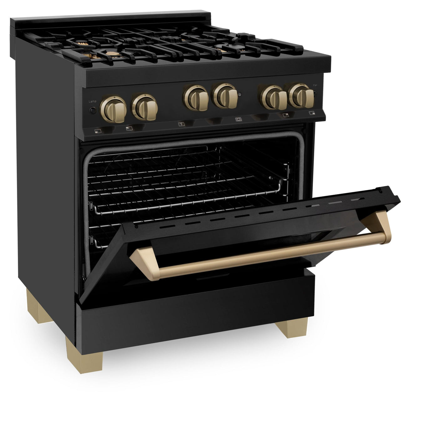 ZLINE Autograph Edition 30" 4.0 cu. ft. Range with Gas Stove and Gas Oven in Black Stainless steel with Accents (RGBZ-30) [Color: Champagne Bronze]