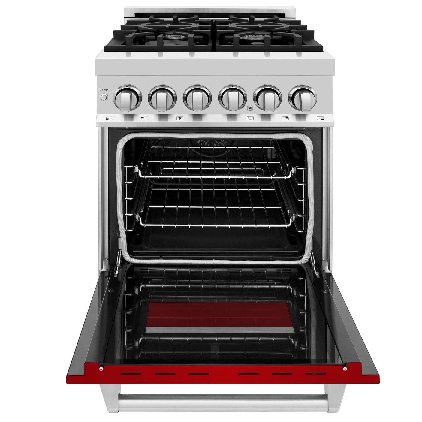 ZLINE 24 in. Professional Dual Fuel Range with Color Door Options (RA24) [Color: Red Gloss]