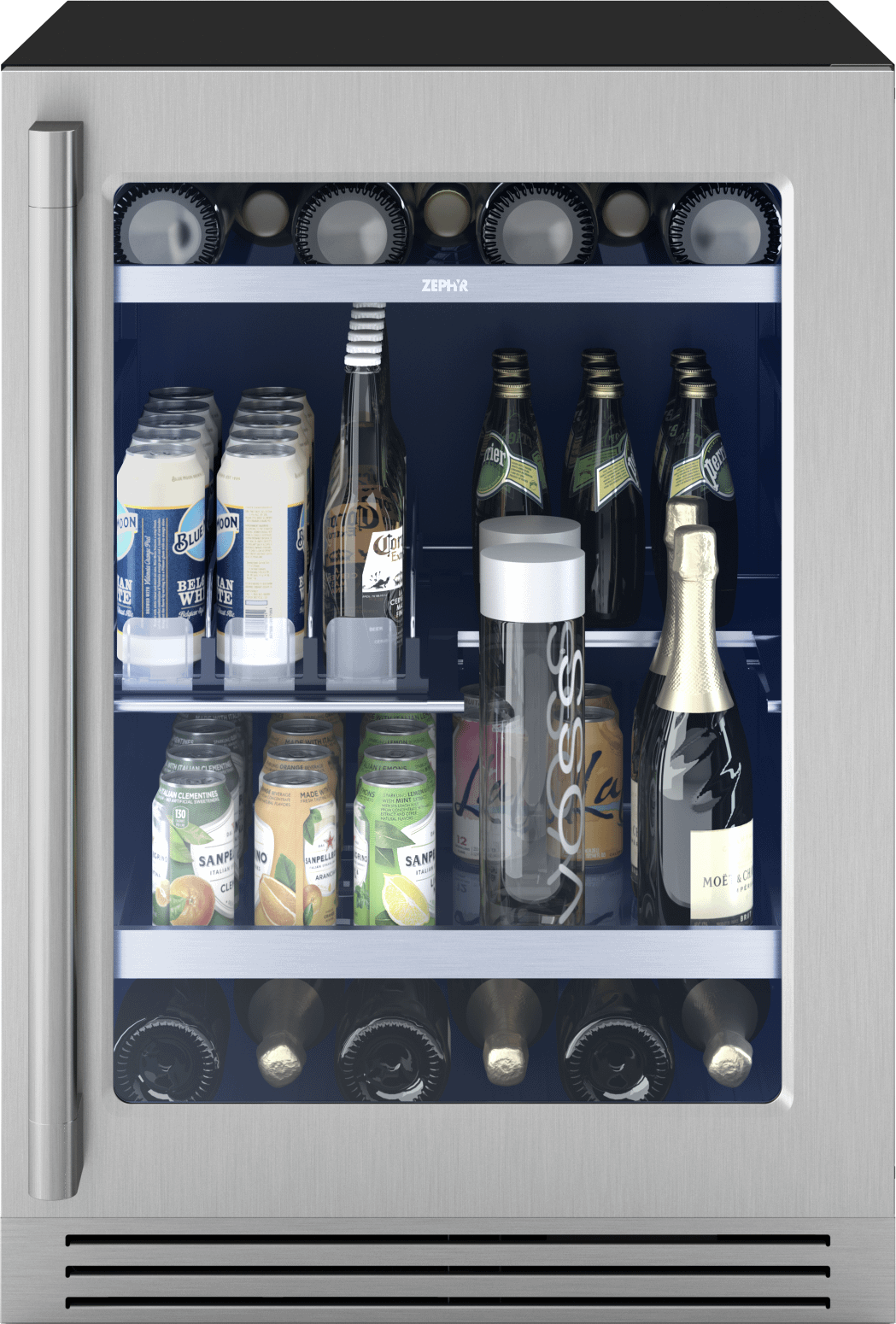 Presrv Pro Beverage Cooler, 24in Under Cabinet, SS+Glass, Reverse Door, 1 Zone