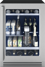 Presrv Pro Beverage Cooler, 24in Under Cabinet, SS+Glass, Reverse Door, 1 Zone