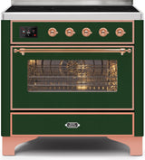 Majestic II 36 Inch Electric Freestanding Range in Emerald Green with Copper Trim