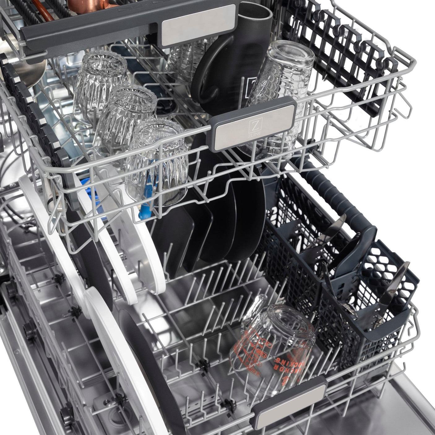 ZLINE 24" Monument Series 3rd Rack Top Touch Control Dishwasher with Stainless Steel Tub, 45dBa (DWMT-24) [Color: Blue Gloss]