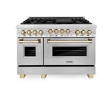 ZLINE Autograph Edition 48" 6.0 cu. ft. Range with Gas Stove and Gas Oven in Stainless Steel with Accents (RGZ-48) [Color: Gold]