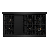 ZLINE Autograph Edition 48 in. 6.7 cu. ft. Select Double Oven Dual Fuel Range with 8 Burner Gas Cooktop in Black Stainless Steel and Champagne Bronze Accents (HDRBZ-48-CB)