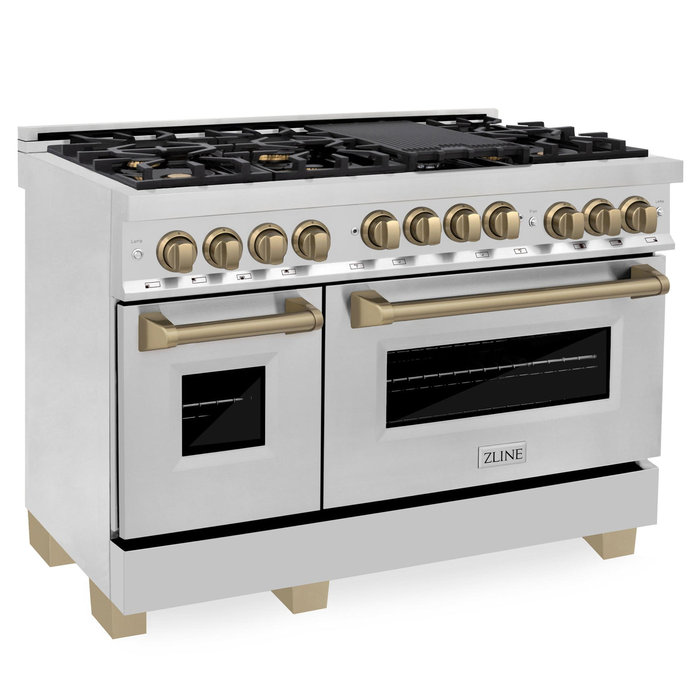 ZLINE Autograph Edition 48" 6.0 cu. ft. Range with Gas Stove and Gas Oven in Stainless Steel with Accents (RGZ-48) [Color: Champagne Bronze]