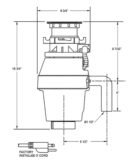 1/2 HP 5 Year Warranty, Batch Feed waste disposal