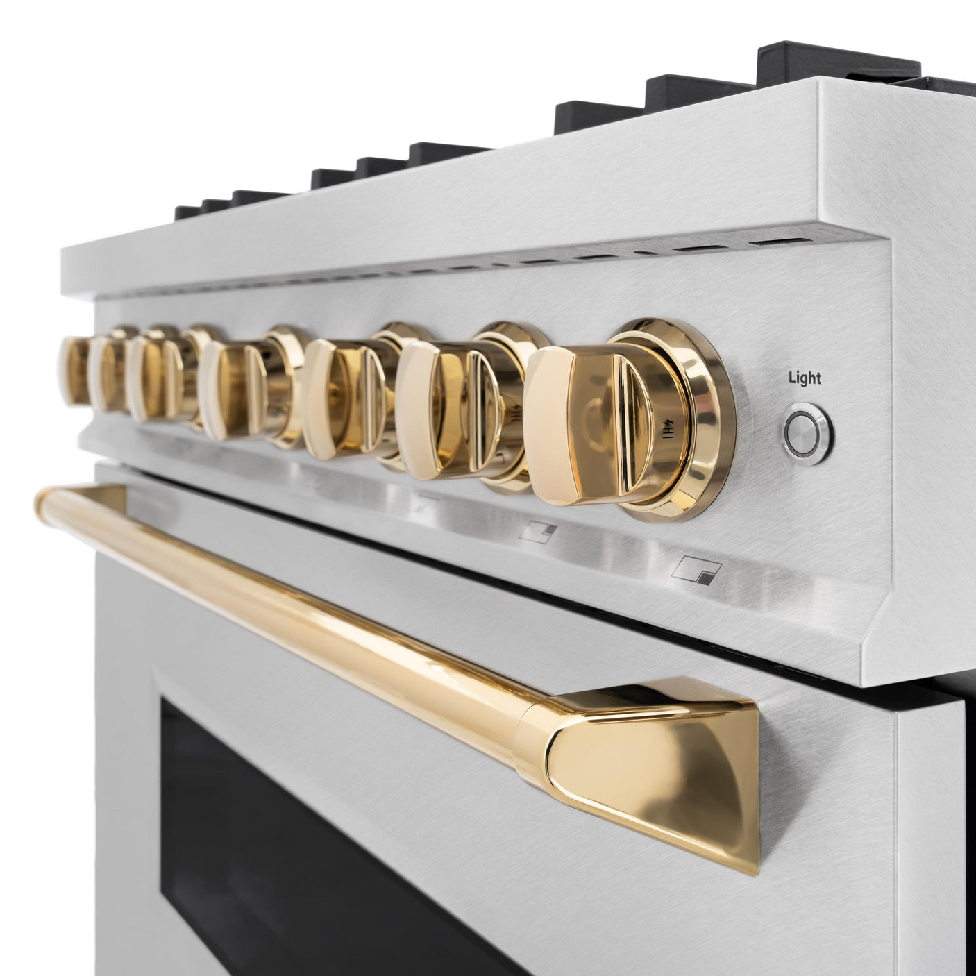 ZLINE Autograph Edition 36 in. 5.2 cu. ft. Classic Dual Fuel Range with 6 Burner Gas Cooktop and Electric Convection Oven in DuraSnow' Stainless Steel with Polished Gold Accents (CDRSZ-36-G)