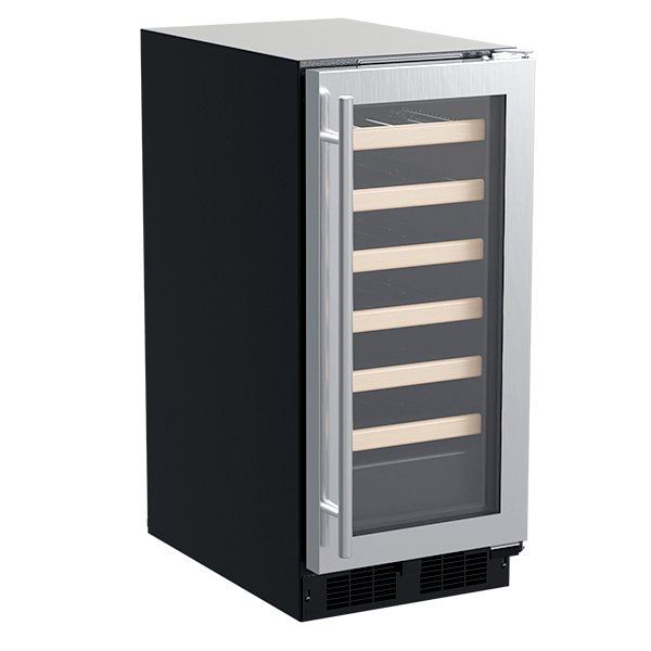 15-In Built-In High-Efficiency Single Zone Wine Refrigerator with Door Style - Stainless Steel Frame Glass