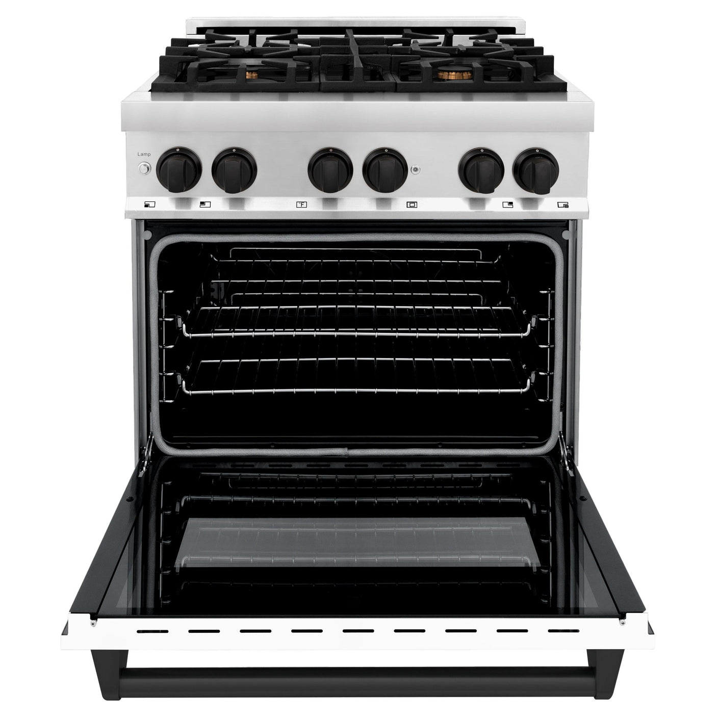 ZLINE Autograph Edition 30 in. 4.0 cu. ft. Dual Fuel Range with Gas Stove and Electric Oven in Stainless Steel with White Matte Door and Accents (RAZ-WM-30) [Color: Matte Black]