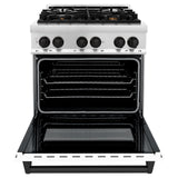 ZLINE Autograph Edition 30 in. 4.0 cu. ft. Dual Fuel Range with Gas Stove and Electric Oven in Stainless Steel with White Matte Door and Accents (RAZ-WM-30) [Color: Matte Black]