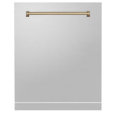 ZLINE 24 in. Autograph Edition Monument Dishwasher Panel with Champagne Bronze Handle in Color Options (DPMTZ-24-CB) [Color: Stainless Steel with Champagne Bronze Handle]