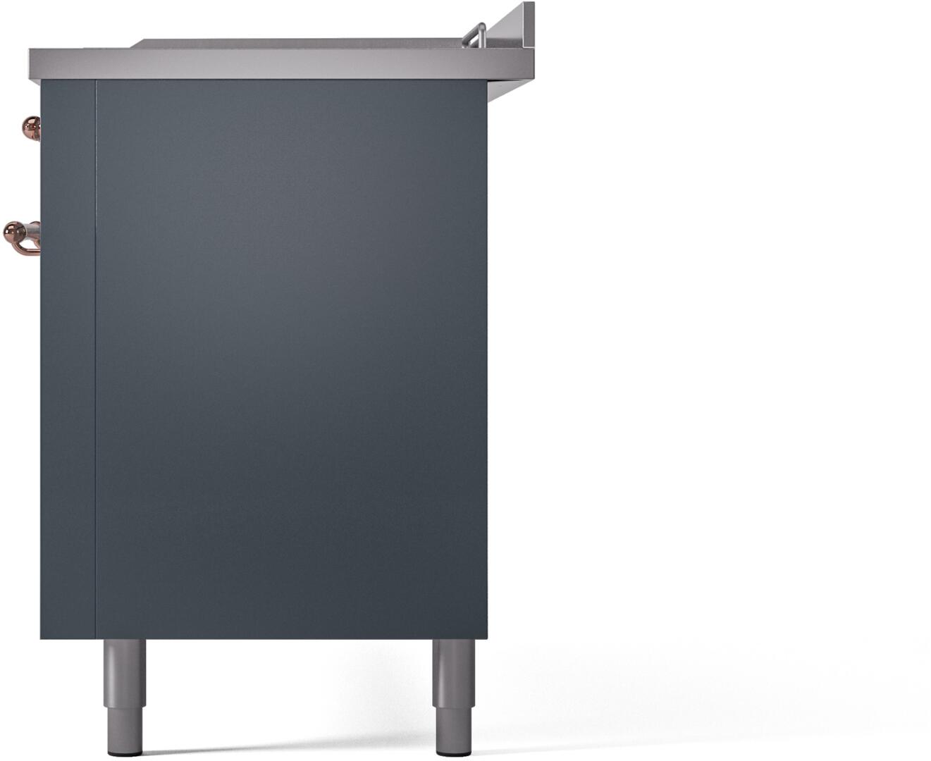 Nostalgie II 60 Inch Dual Fuel Liquid Propane Freestanding Range in Blue Grey with Copper Trim