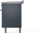 Nostalgie II 60 Inch Dual Fuel Liquid Propane Freestanding Range in Blue Grey with Copper Trim