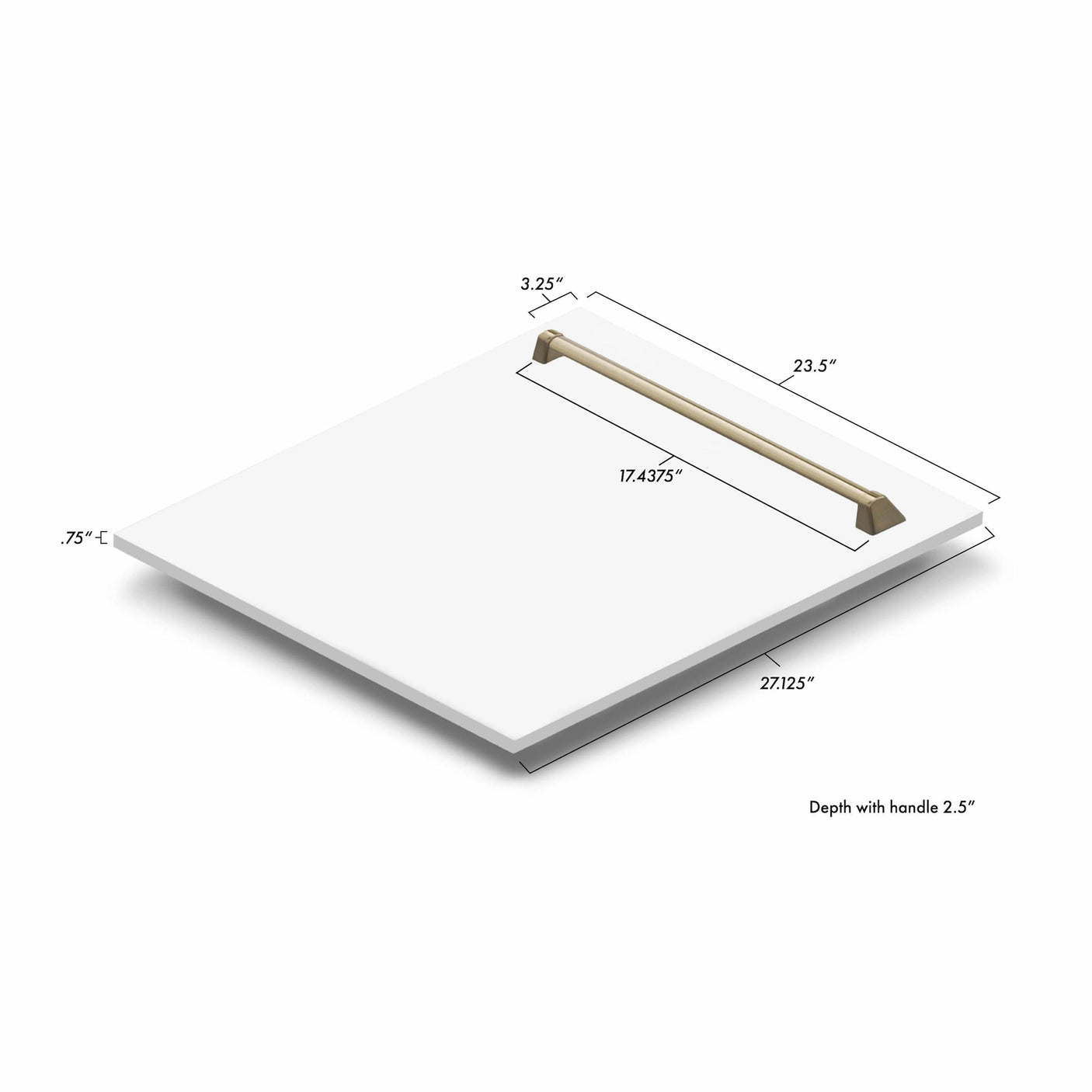 ZLINE 24 in. Autograph Edition Tallac Dishwasher Panel in White Matte with Accented Handle (DPVZ-WM-24) [Color: Gold]