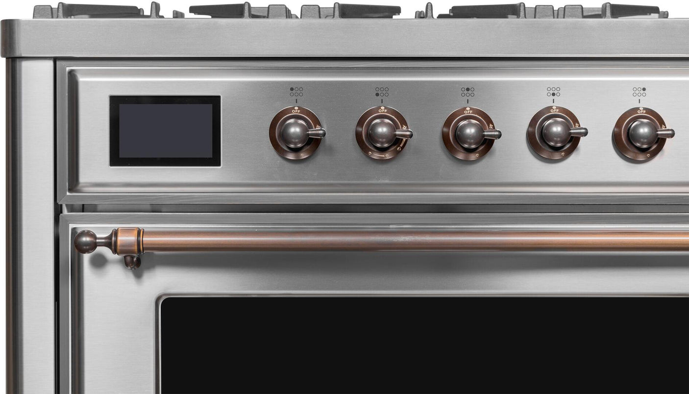 Majestic II 36 Inch Dual Fuel Natural Gas Freestanding Range in Stainless Steel with Bronze Trim