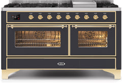 Majestic II 60 Inch Dual Fuel Liquid Propane Freestanding Range in Matte Graphite with Brass Trim