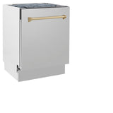 ZLINE Autograph Edition 24" 3rd Rack Top Control Tall Tub Dishwasher in Stainless Steel with Accent Handle, 51dBa (DWVZ-304-24) [Color: Champagne Bronze]