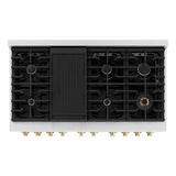 ZLINE Autograph Edition 48 in. 6.7 cu. ft. Paramount Double Oven Dual Fuel Range with 8 Burner Gas Cooktop in Stainless Steel and Champagne Bronze Accents (SDRZ-48-CB)