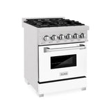 ZLINE 24 in. Professional Dual Fuel Range in DuraSnow Stainless Steel with Color Door Options (RAS-SN-24) [Color: DuraSnow With White Matte Door]