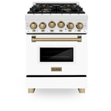 ZLINE Autograph Edition 24" 2.8 cu. ft. Range with Gas Stove and Gas Oven in Stainless Steel with White Matte Door and Matte Black Accents (RGZ-WM-24) [Color: Champagne Bronze]