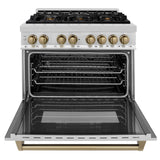 ZLINE Autograph Edition 36" 4.6 cu. ft. Dual Fuel Range with Gas Stove and Electric Oven in Stainless Steel with Accents (RAZ-36) [Color: Champagne Bronze]