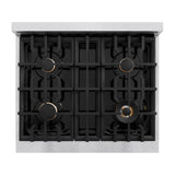 ZLINE Autograph Edition 30 in. 4.2 cu. ft. Classic Gas Range with 4 Burner Cooktop and Convection Gas Oven in Stainless Steel and Matte Black Accents (CGRZ-30-MB)