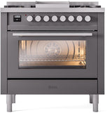 Professional Plus II 36 Inch Dual Fuel Natural Gas Freestanding Range in Matte Graphite with Trim