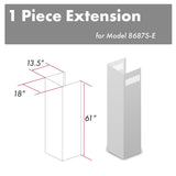 ZLINE 61 in. DuraSnow Stainless Steel Chimney Extension for Ceilings up to 12.5 ft. (8687S-E)