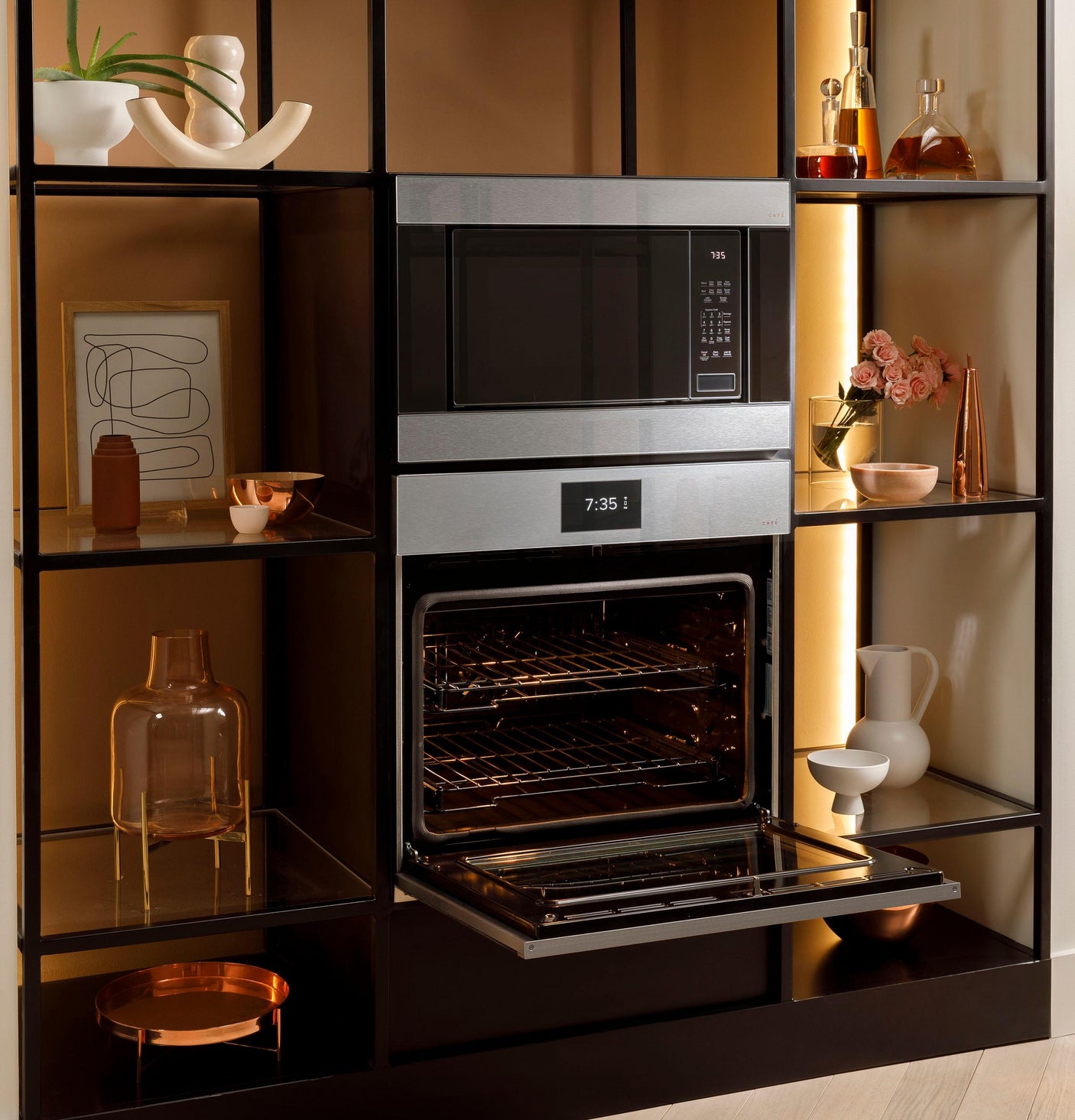 Café™ 30" Smart Built-In Convection Double Wall Oven in Platinum Glass